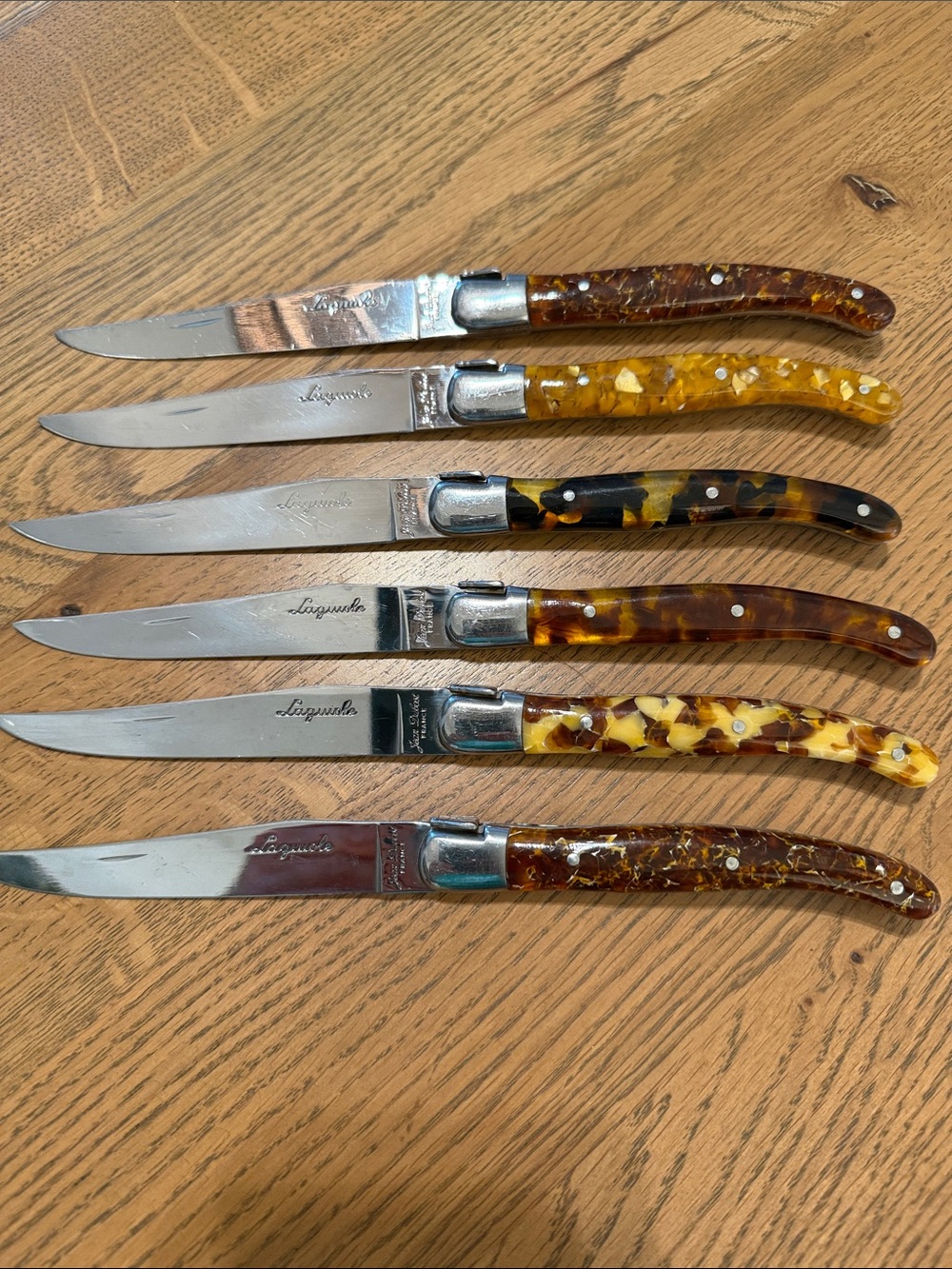 Williams-Sonoma Jean Dubost Tortoise Acrylic Steak Knives, Set of 6, New